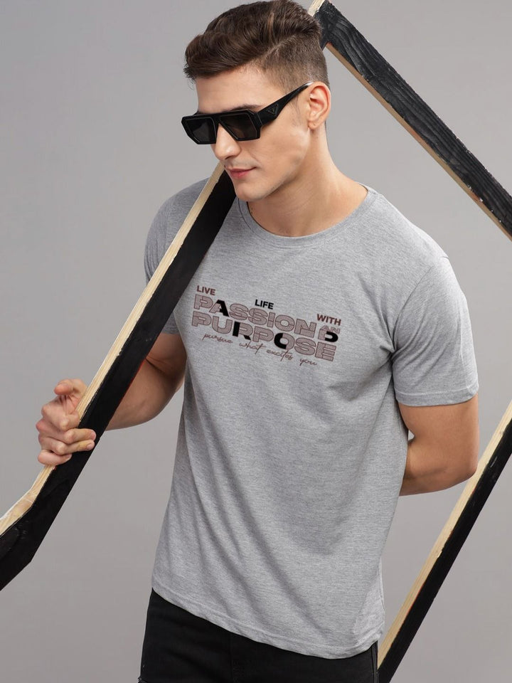 ADRO Typography Printed Round Neck Cotton T-shirt