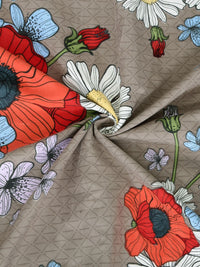 Myntra Elegant Homes Grey & Red Floral 300 TC King Bedsheet with 2 Pillow Covers
