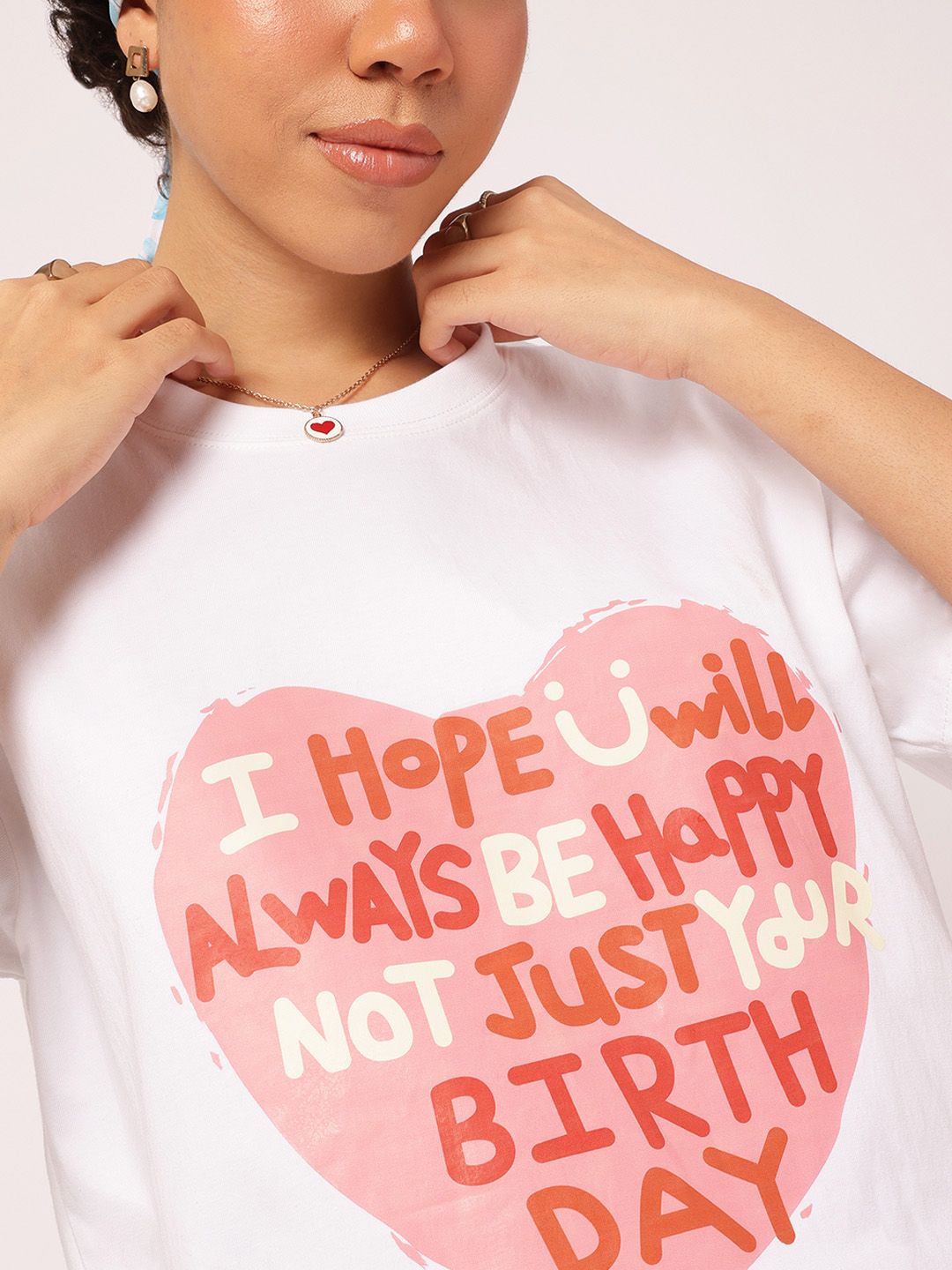 DressBerry Heartfelt Hues Typography Print T-shirt