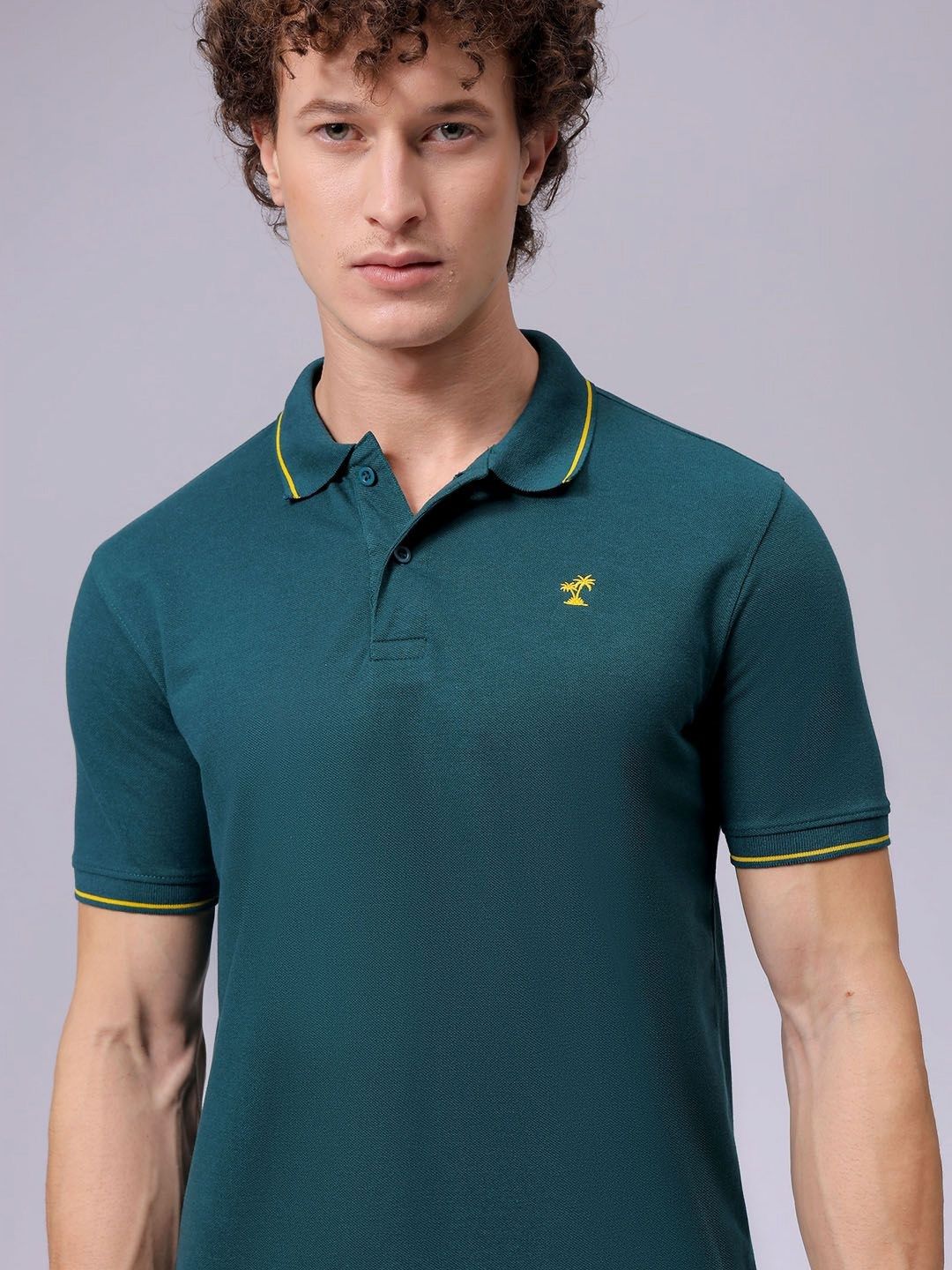 The Indian Garage Co Men Polo Collar Cotton T-shirt