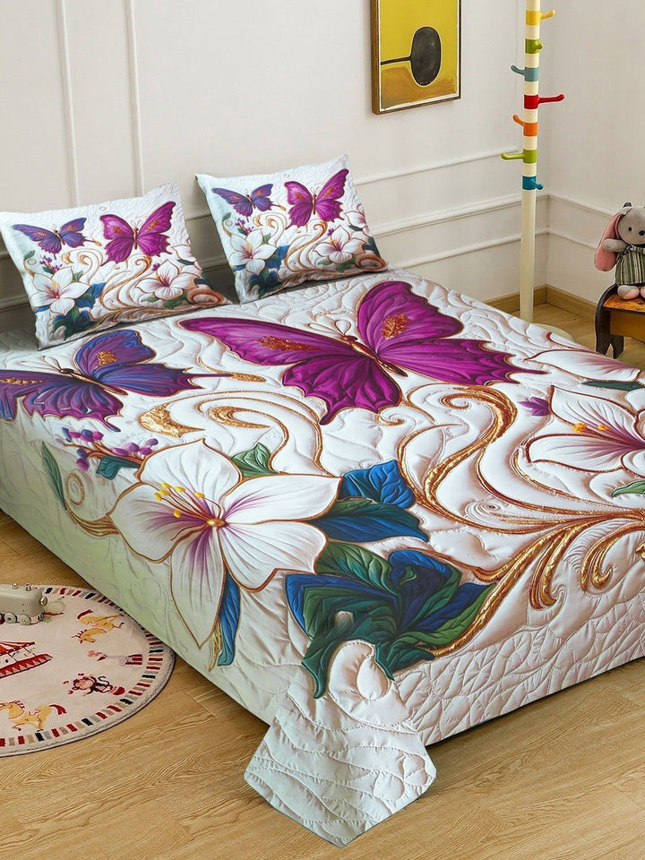 Myntra Elegant Homes Multicoloured Floral 400 TC King Bedsheet with 2 Pillow Covers