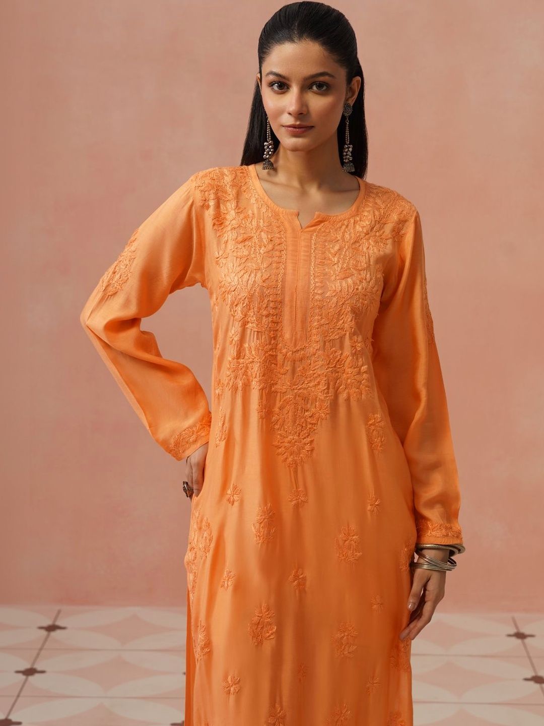 Rumah Wanita Chikankari Sulam Kurta Chikankari