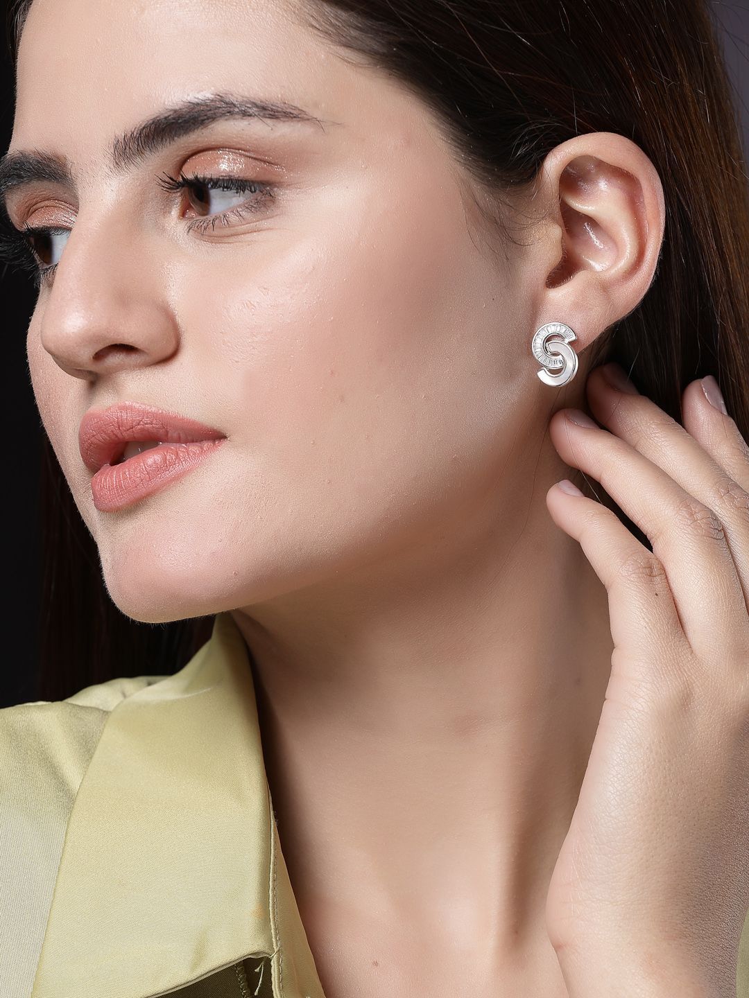 PANASH 925 Sterling Silver Bersalut Rhodium Ibu Mutiara & Stud Bertampal CZ