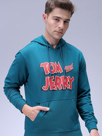The Indian Garage Co Men Regular Fit Tom & Jerry Printed Overhead Hooded Sweatshirt