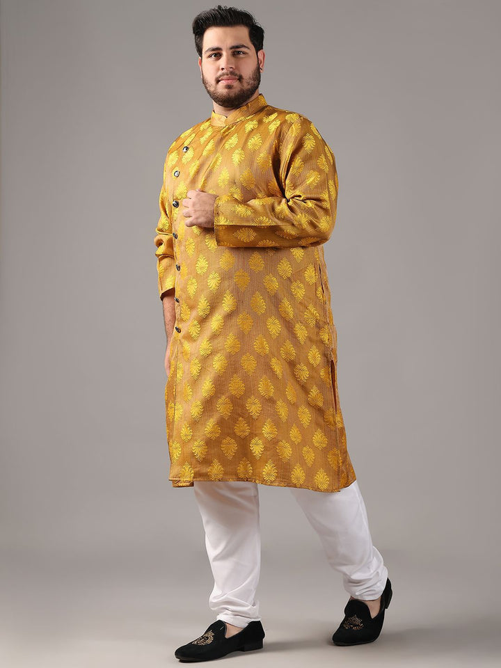 SOJANYA PLUS Plus Size Men Ethnic Motifs Woven Design Straight Kurta With Pyjamas