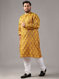 SOJANYA PLUS Plus Size Men Ethnic Motifs Woven Design Straight Kurta With Pyjamas