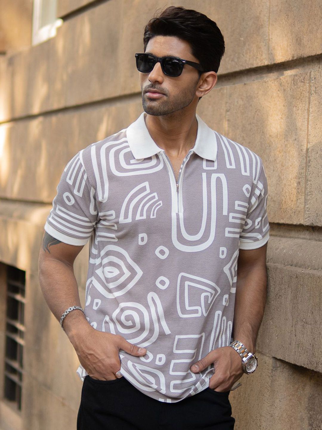 Powerlook Men Printed Polo Collar T-shirt