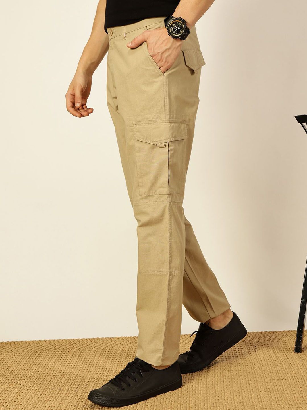 Thomas Scott Men Cricket Club Collection Cotton Mid-Rise Cargos Trousers