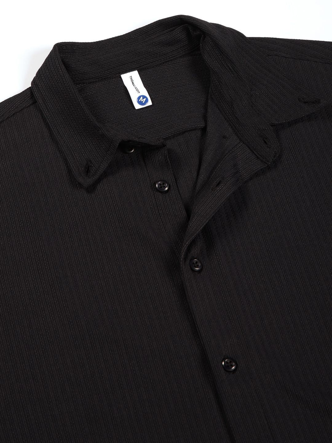 Thomas Scott 
Men Premium Slim Fit Vertical Stripes Textured Casual Shirt