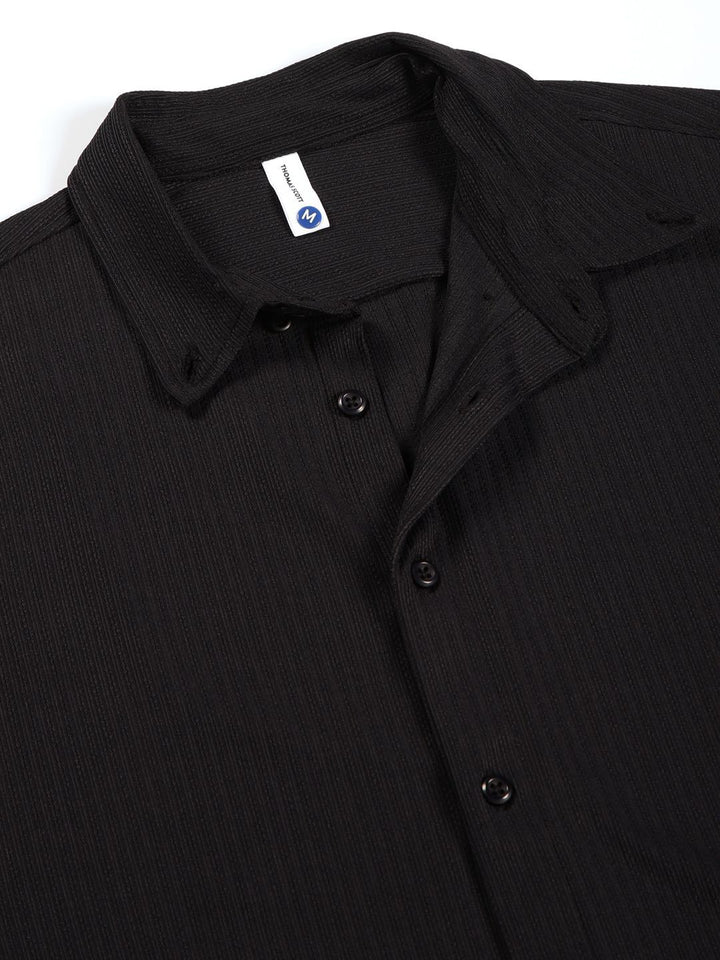 Thomas Scott 
Men Premium Slim Fit Vertical Stripes Textured Casual Shirt