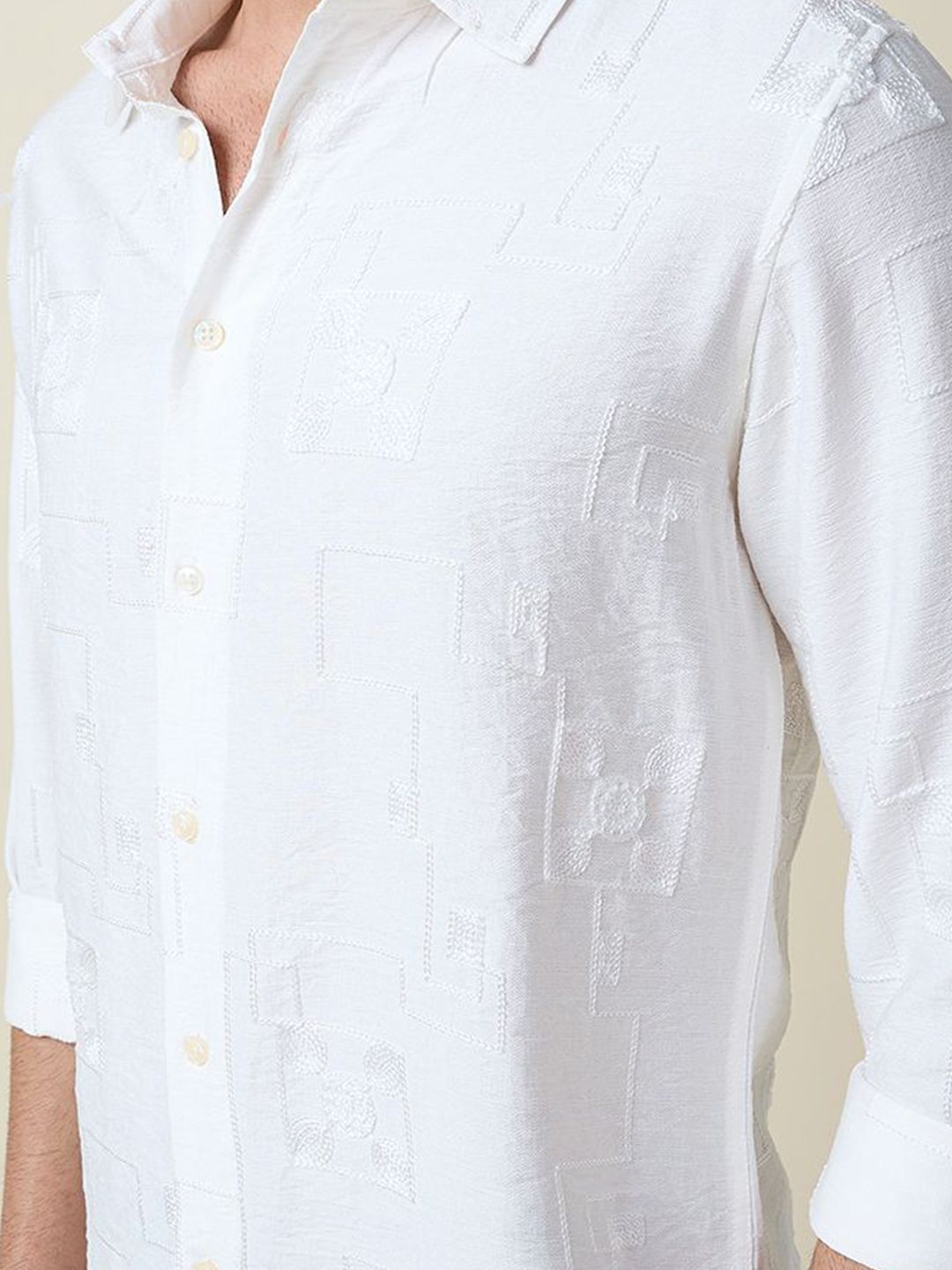 Thomas Scott Men Embroidered Regular Fit Casual Shirt