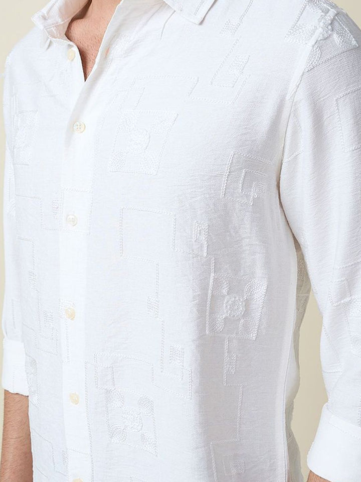Thomas Scott Men Embroidered Regular Fit Casual Shirt