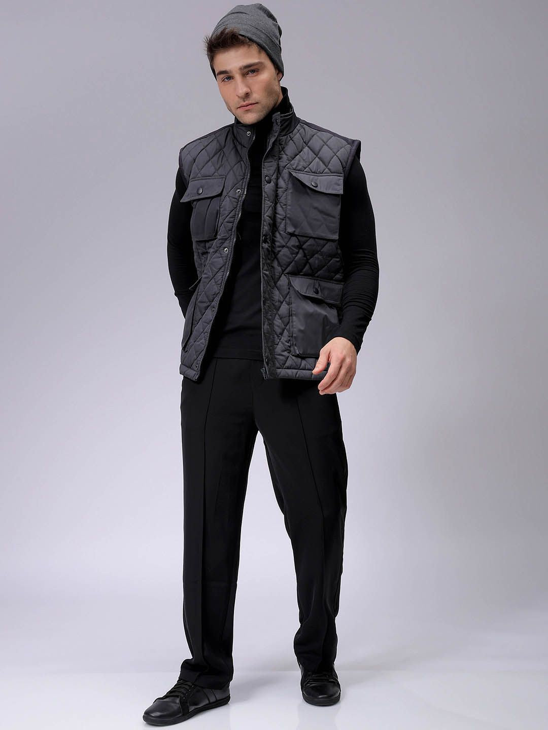 The Indian Garage Co Men Puffer Jacket with Patchwork