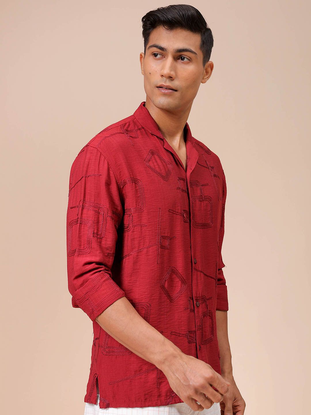 The Indian Garage Co Men Relaxed Fit Embroidery Resortwear Shirt