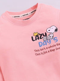 Happy Faces Kids Girls Snoopy Printed Pure Cotton T-Shirt