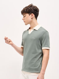 THE BEAR HOUSE Men Solid Polo Collar Cotton T-shirt