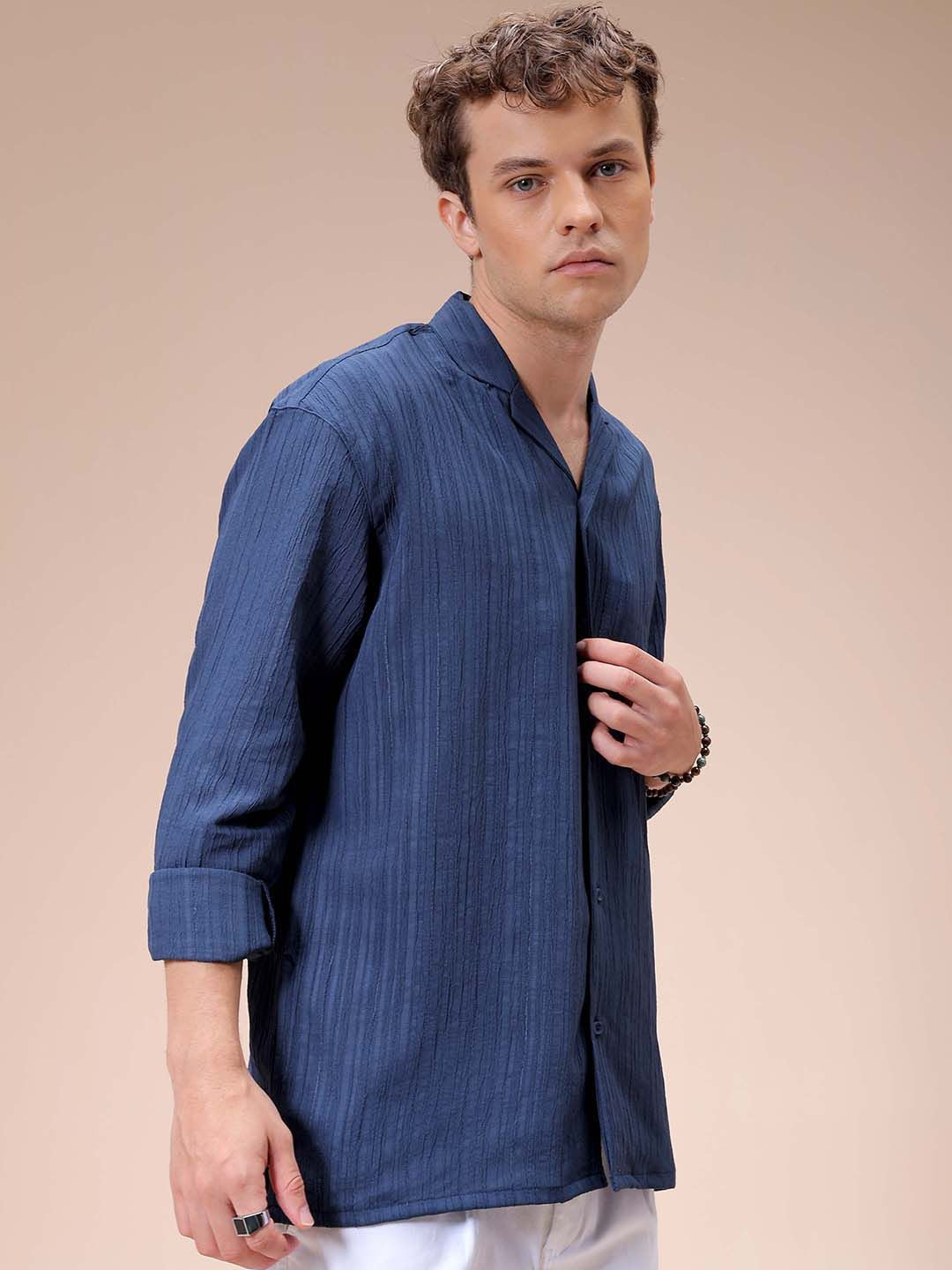 The Indian Garage Co Men Relaxed Fit Dobby Textured Resortwear Shirt