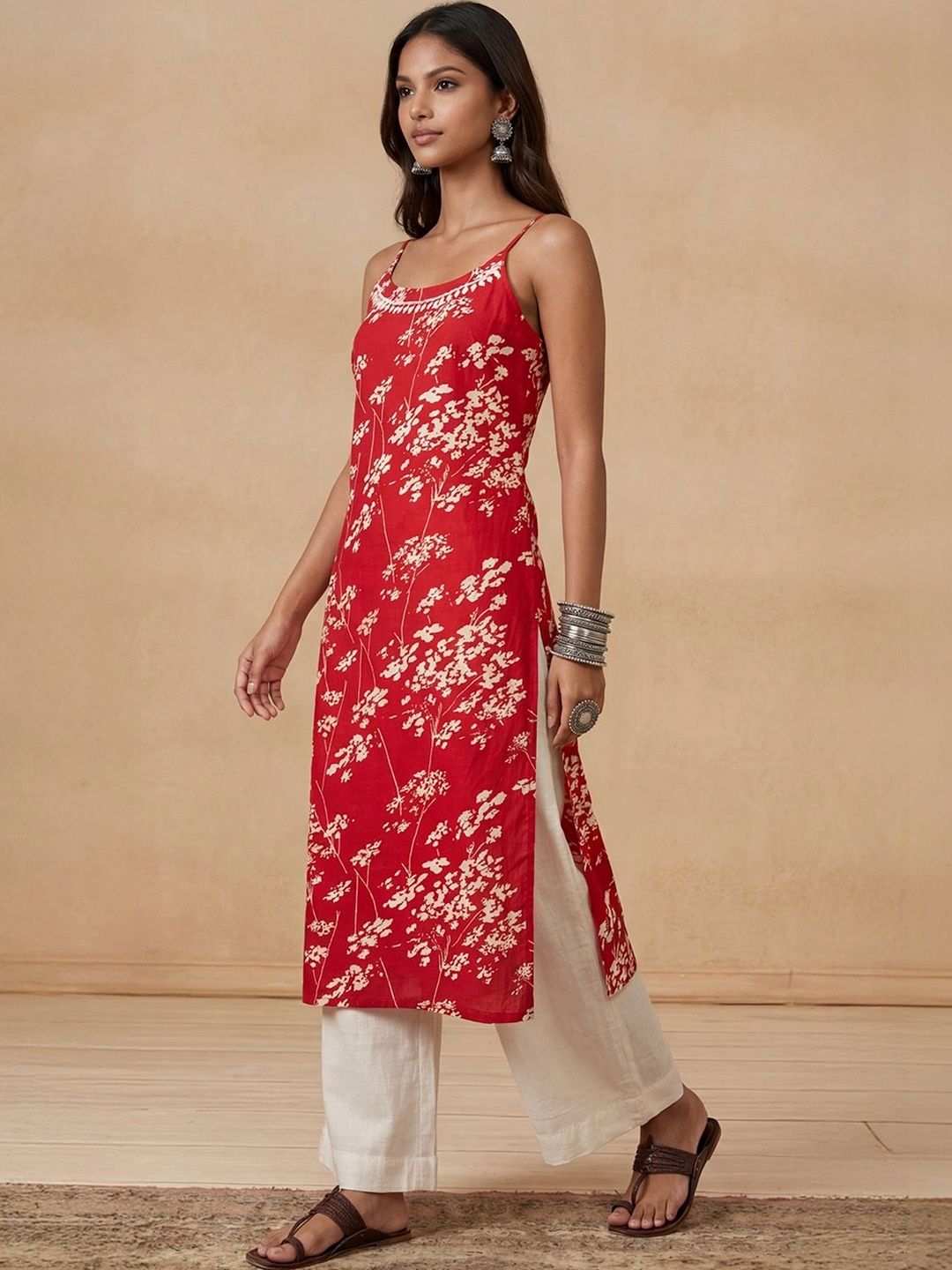 Rumah Wanita Chikankari Floral Printed Chikankari Floral Kurta