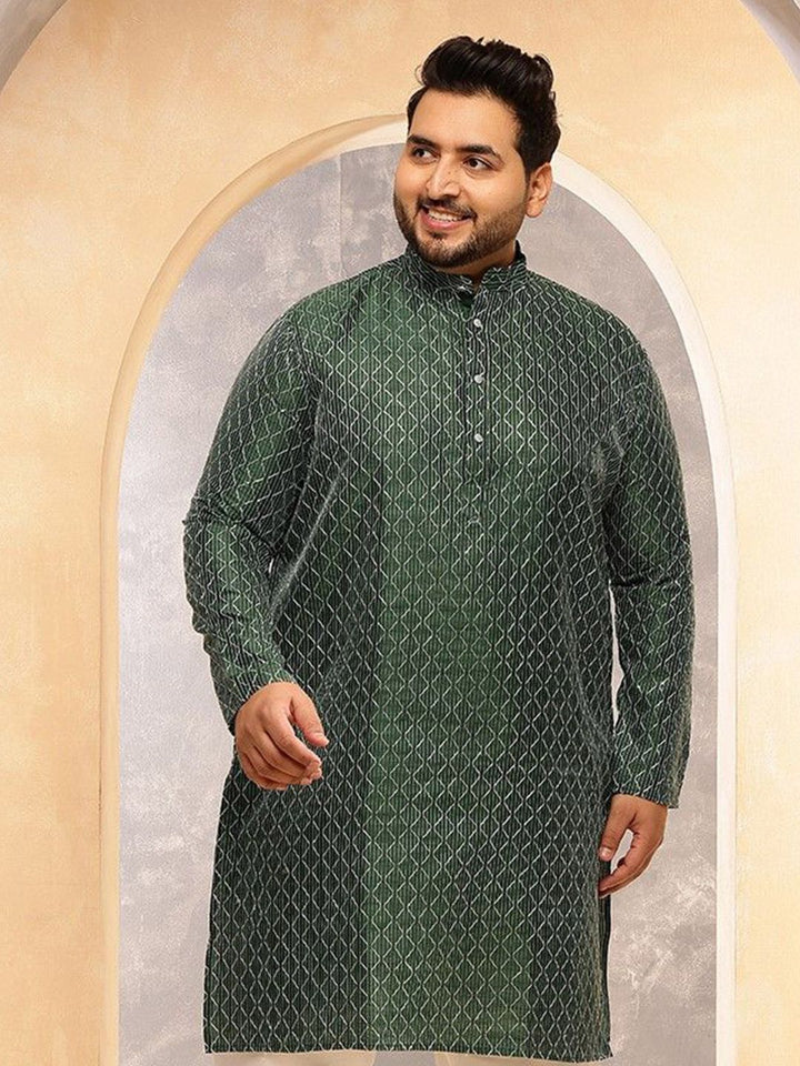 SOJANYA PLUS Kurta Lurus Kolar Mandarin Bercetak Geometrik