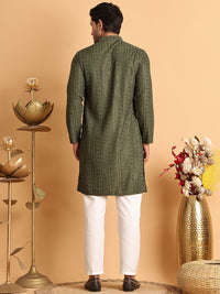 Jompers Men Embroidered Regular Sequinned Kurta with Pyjamas