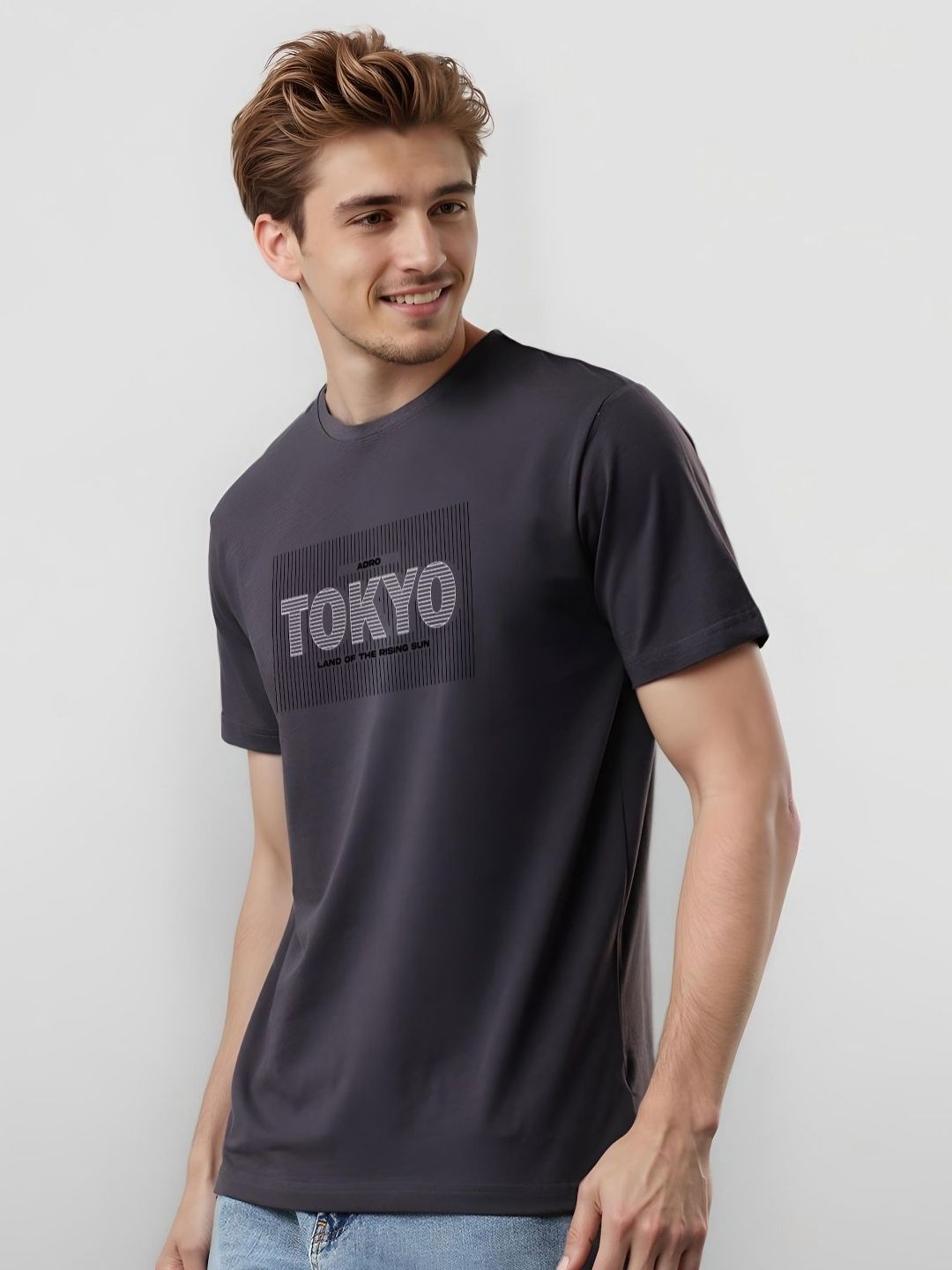 ADRO Men Typography Printed Round Neck Cotton T-shirt