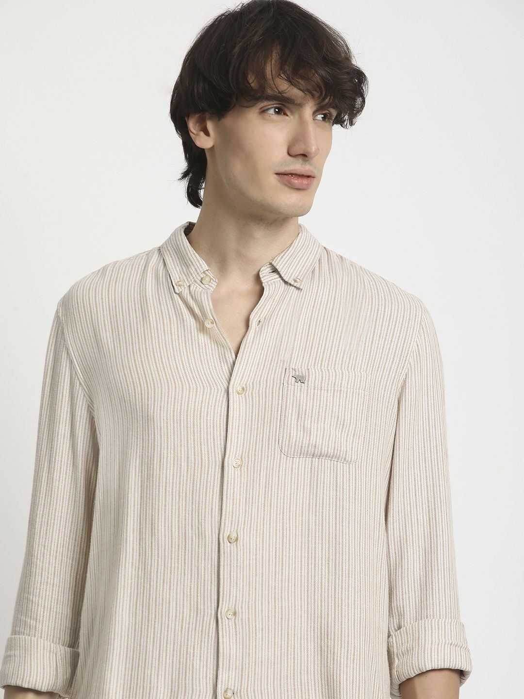 THE BEAR HOUSE Men Slim Fit Striped Casual Pure Cotton Shirt