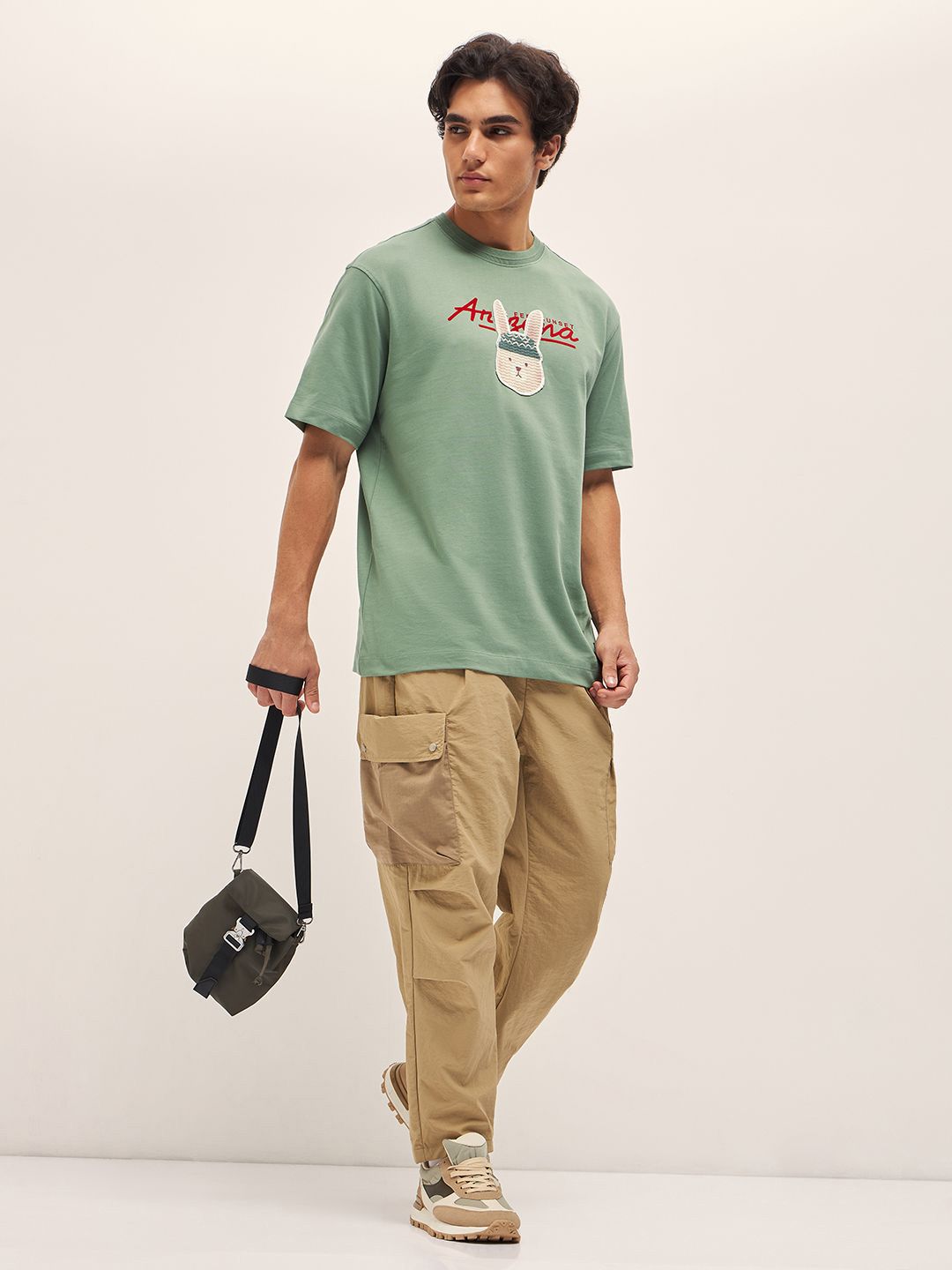 THE BEAR HOUSE Men Graphic Printed Round Neck Pure Cotton Oversized T-shirt