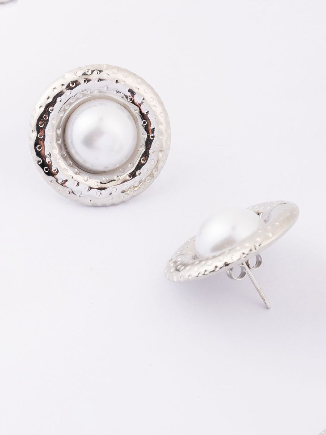 VOGUE PANASH Stainless Steel 18K Gold-Plated Pearls Beaded Circular Shape Studs
