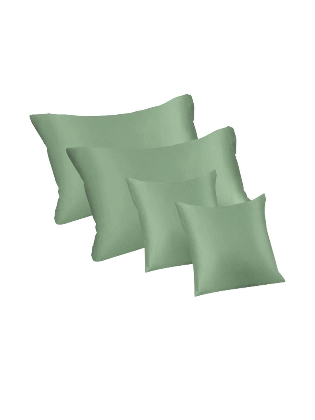 KLOTTHE Olive Green 400 TC Super King Bedsheet with 2 Pillow Covers