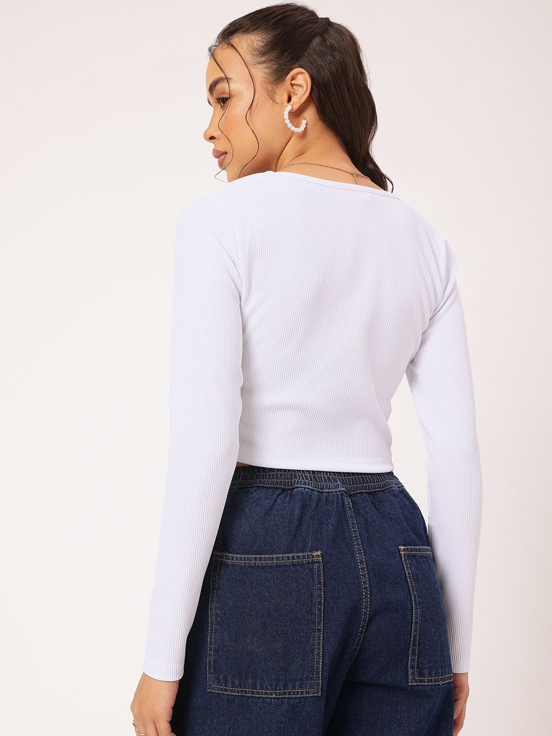 DressBerry Edgy Elegance Square Neck Ribbed Crop Top