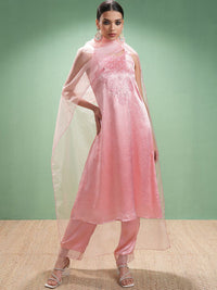 Vishudh Women Embroidered Regular Thread Work Kurta with Trousers & With Dupatta