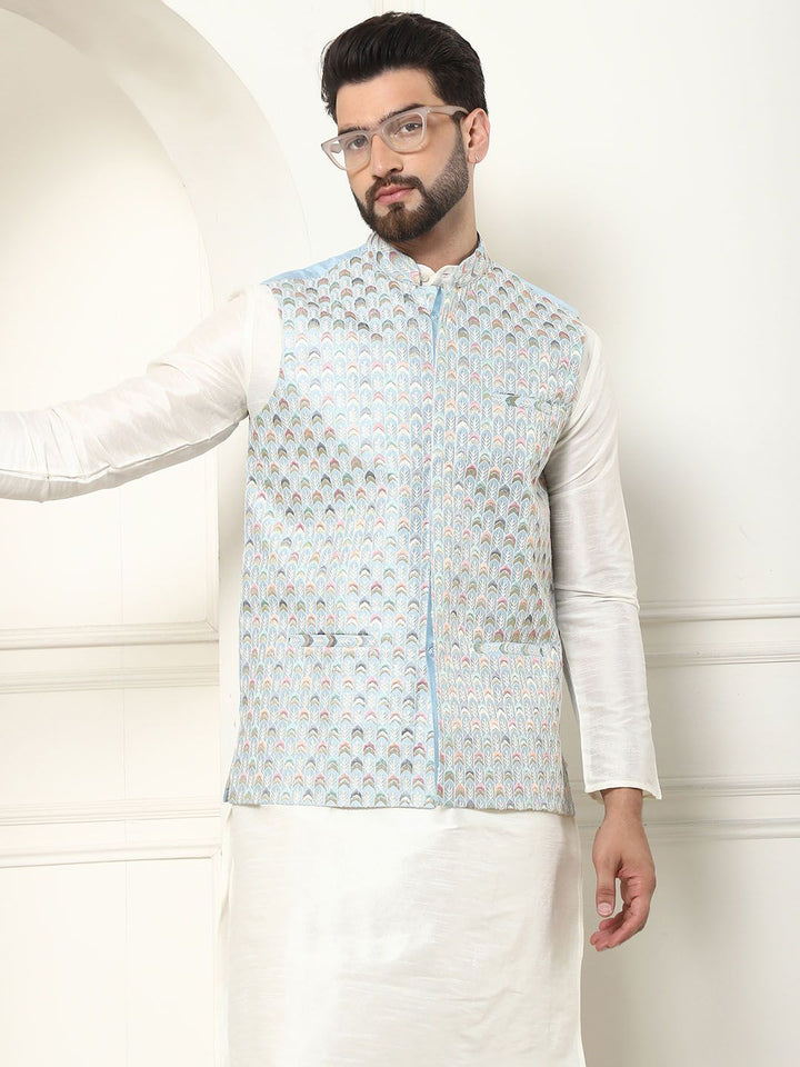 SOJANYA LUXE Men Embroidered Mandarin Collar Nehru Jackets