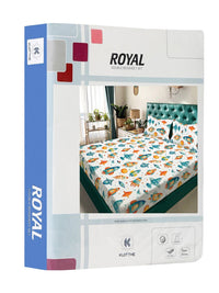 KLOTTHE Watak Kartun Putih Flat 300 TC Cadar Katil Double King Dengan 2 Sarung Bantal