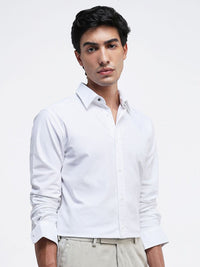 RARE RABBIT Men Comfort Spread Collar Solid Cotton Formal Shirt