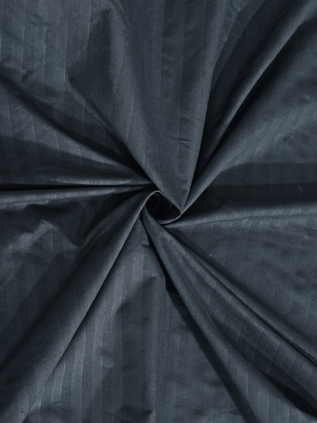 KLOTTHE Black Solid Striped Flat 300TC King Bedsheet with 2 Pillow Covers-225X150 cm