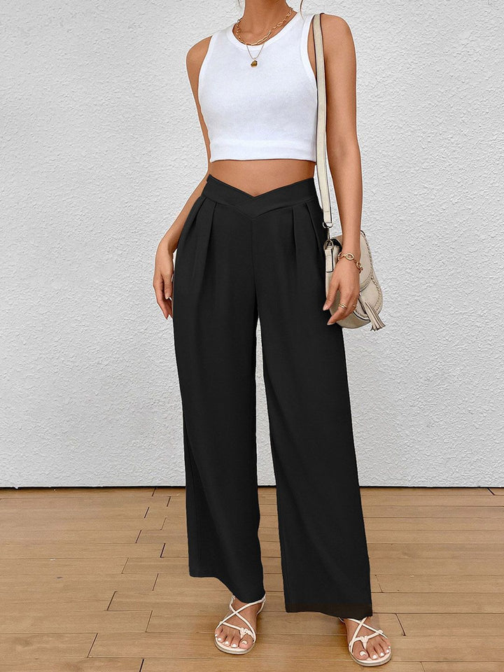 all about you Women Solid Flat-Front Mid-Rise Loose Fit Parallel Trousers