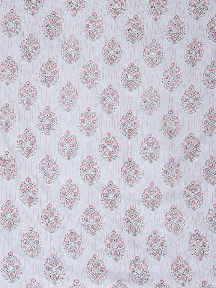 Myntra Elegant Homes Kapas Bunga Putih 300 TC Dilengkapi Cadar King Halus dengan 2 Sarung Bantal-106 x 106 inci