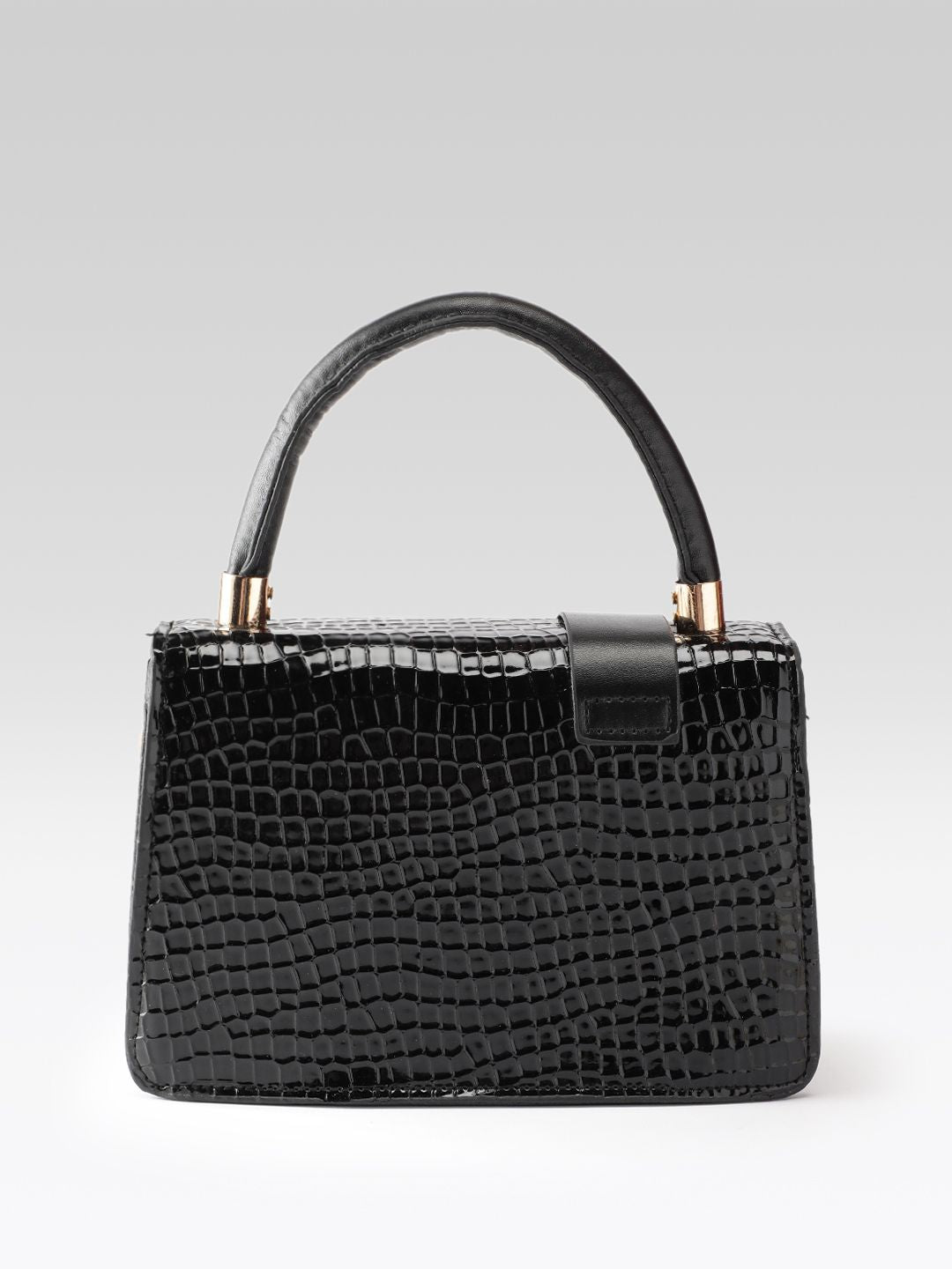 DressBerry Textured Structured Satchel with Belt Detail