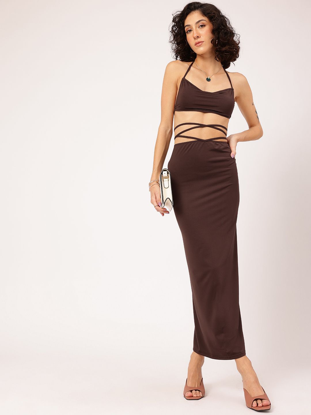 DressBerry Flirty Fusion Open-Back Tie-Up Shoulder Straps Co-Ords