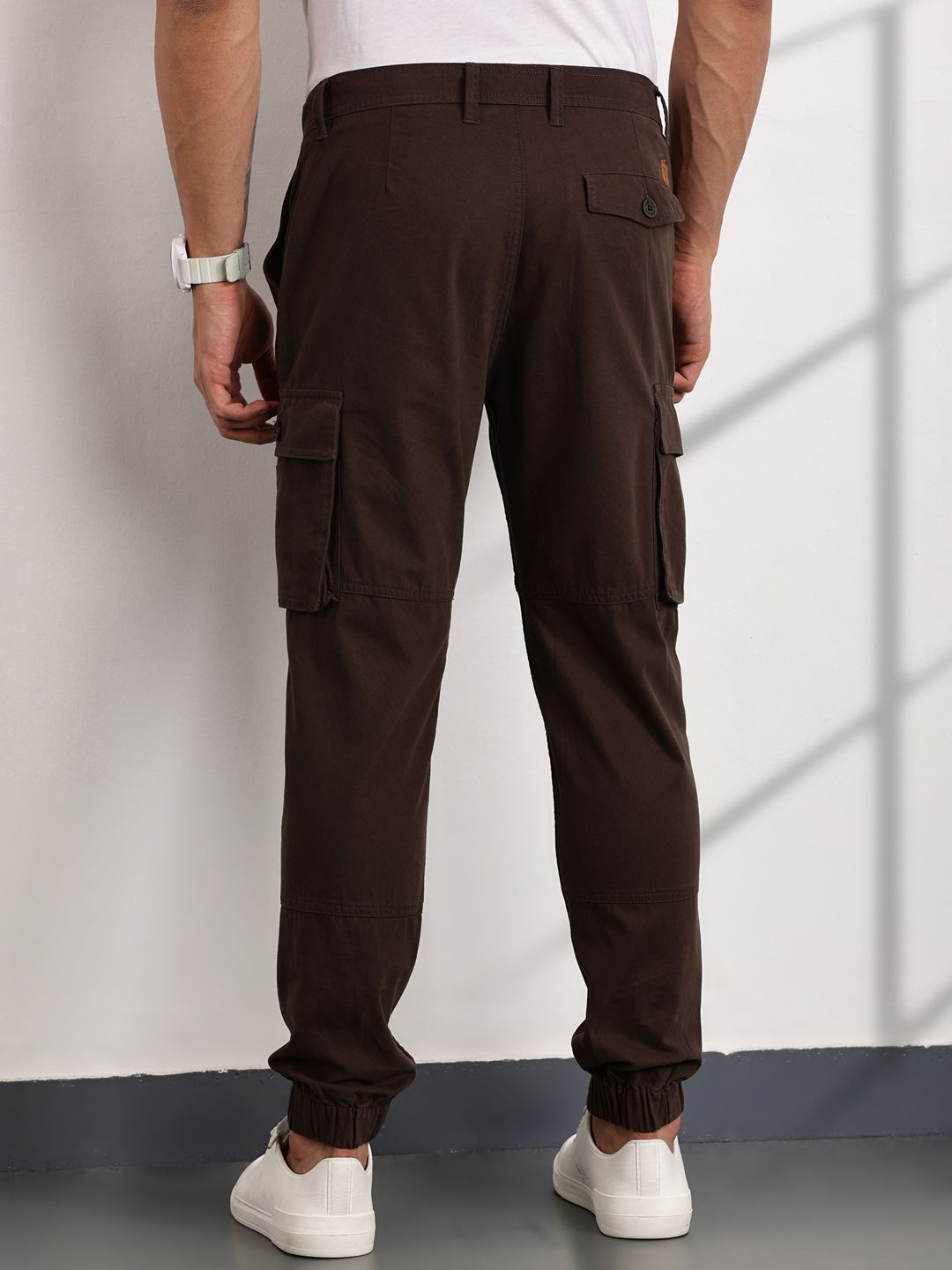 Thomas Scott Men Smart Slim Fit Easy Wash Cargos Trousers