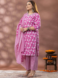 Mamicha Embroidered Kurta With Palazzos & Dupatta