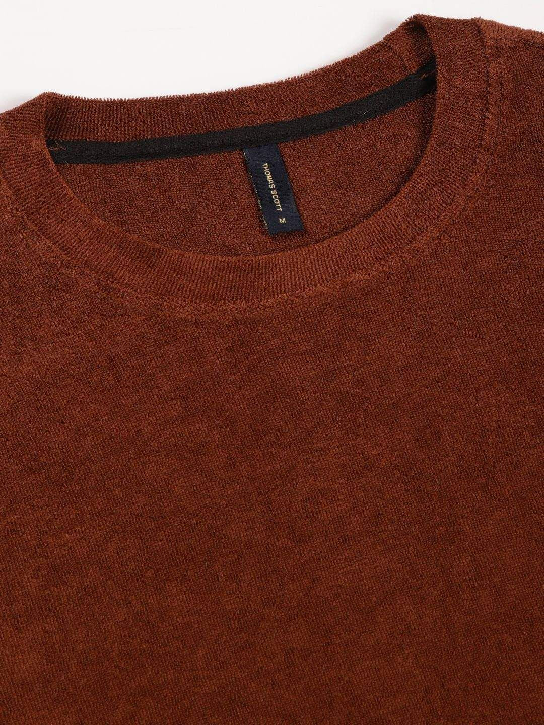 Thomas Scott Men Solid Round Neck Cotton Oversized T-shirt