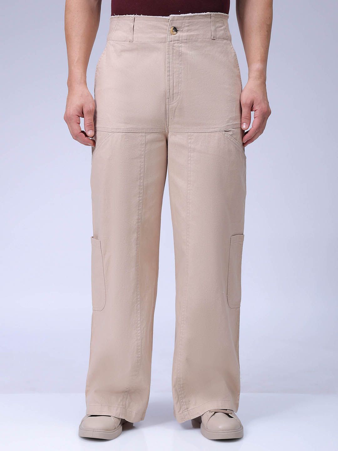 The Indian Garage Co Men Loose Fit Mid-Rise Cargos Trousers