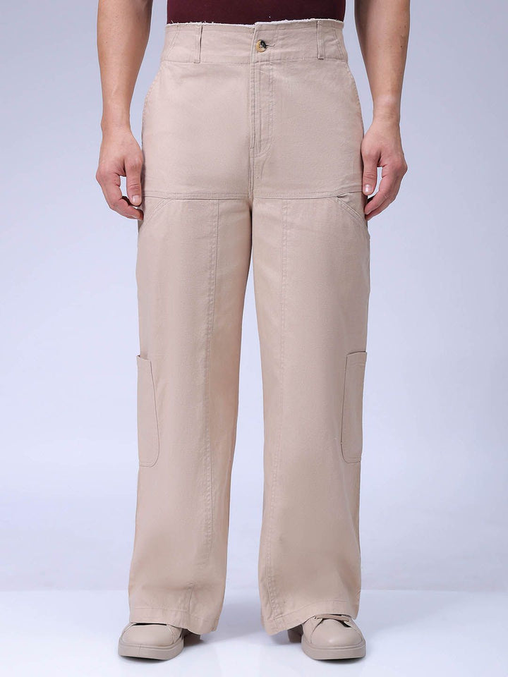 The Indian Garage Co Men Loose Fit Mid-Rise Cargos Trousers