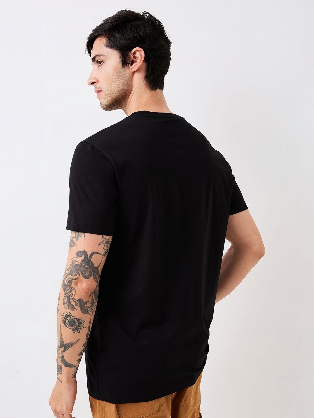 SPYKAR Men Graphic Printed Round Neck Cotton Slim Fit T-shirt