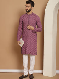 Anouk Men Purple Ethnic Motifs Flared Sleeves Thread Work Kurta