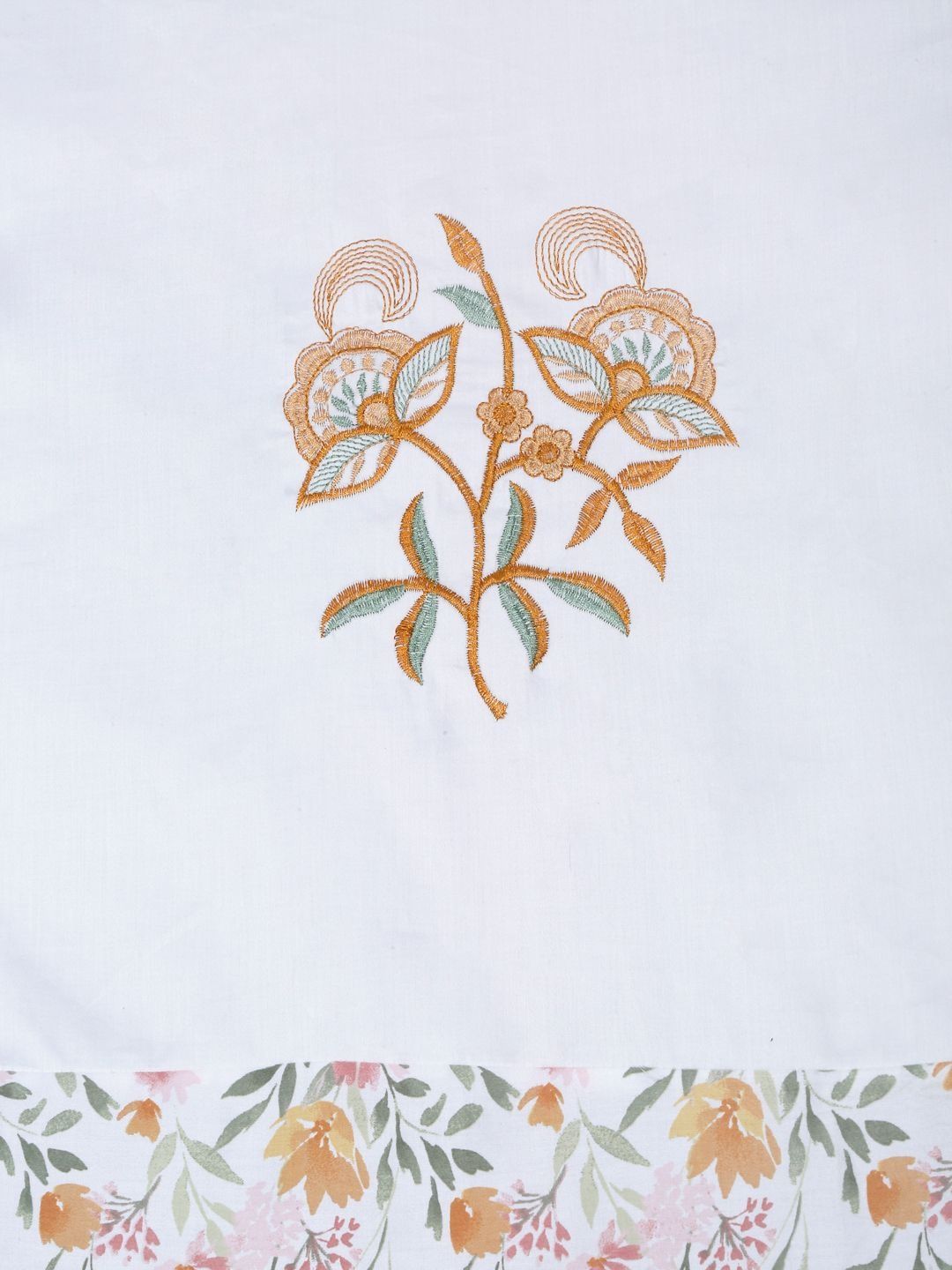 Myntra Elegant Homes White Floral Printed Pure Cotton 400 TC Single Bedsheet Set 88" x 59"