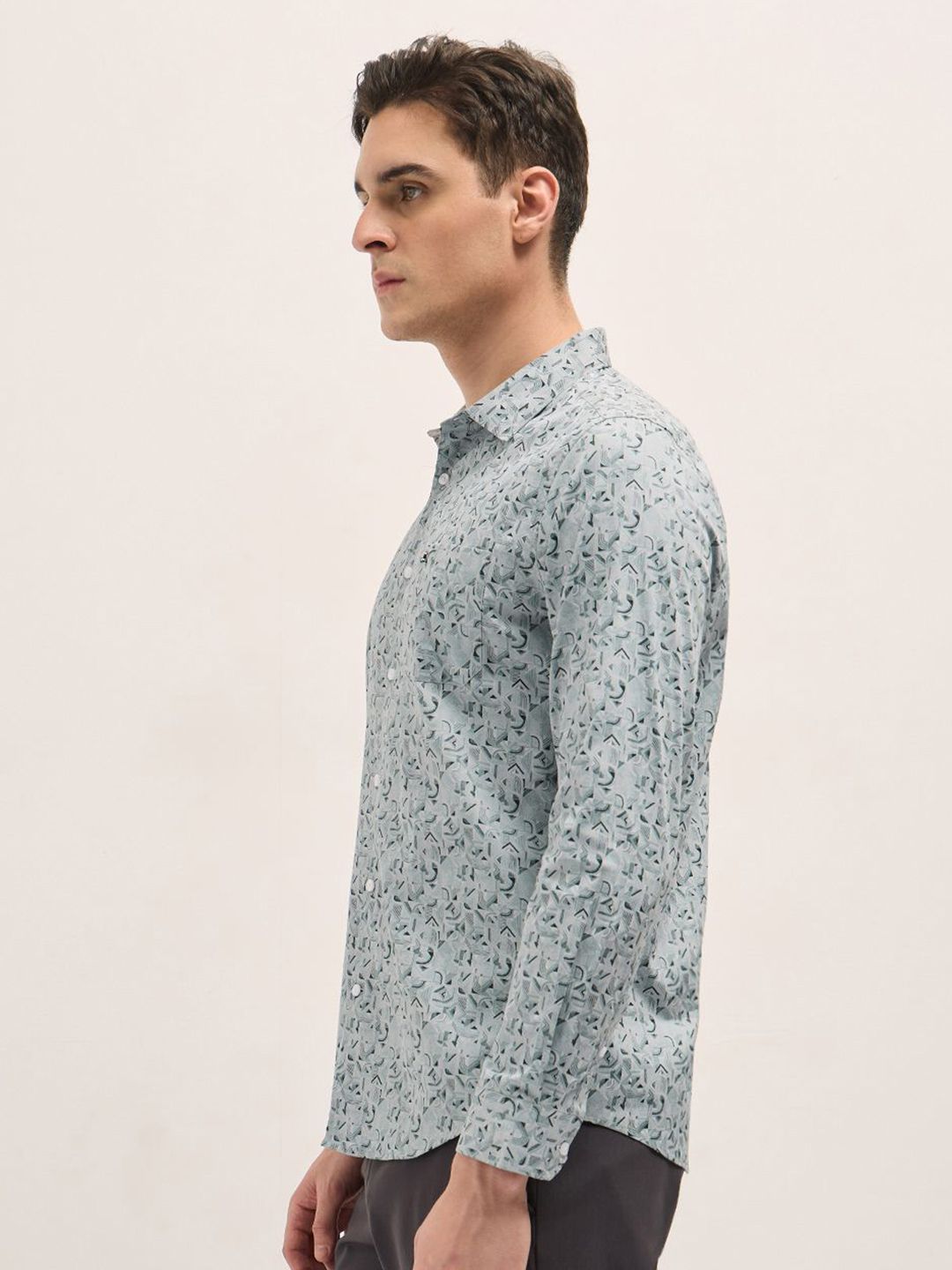 THE BEAR HOUSE Men Spread Collar Abstract Printed Cotton Tailored Fit Formal Shirt