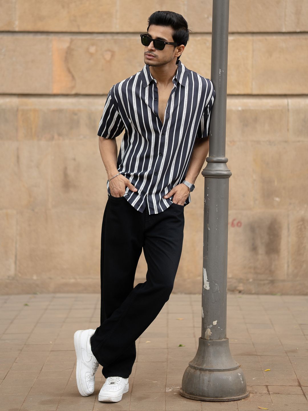 Powerlook Men Printed Stripe Lightweight Shirt