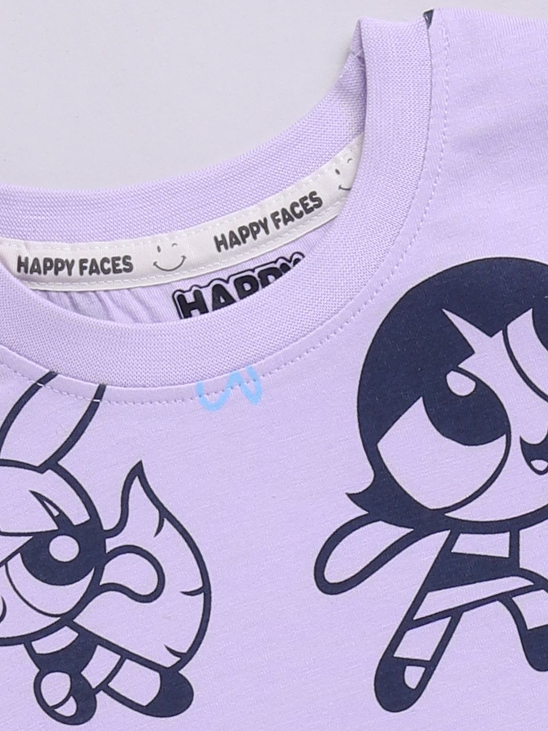 Happy Faces Kids Girls Powerpuff Girls Printed Pure Cotton T-Shirt
